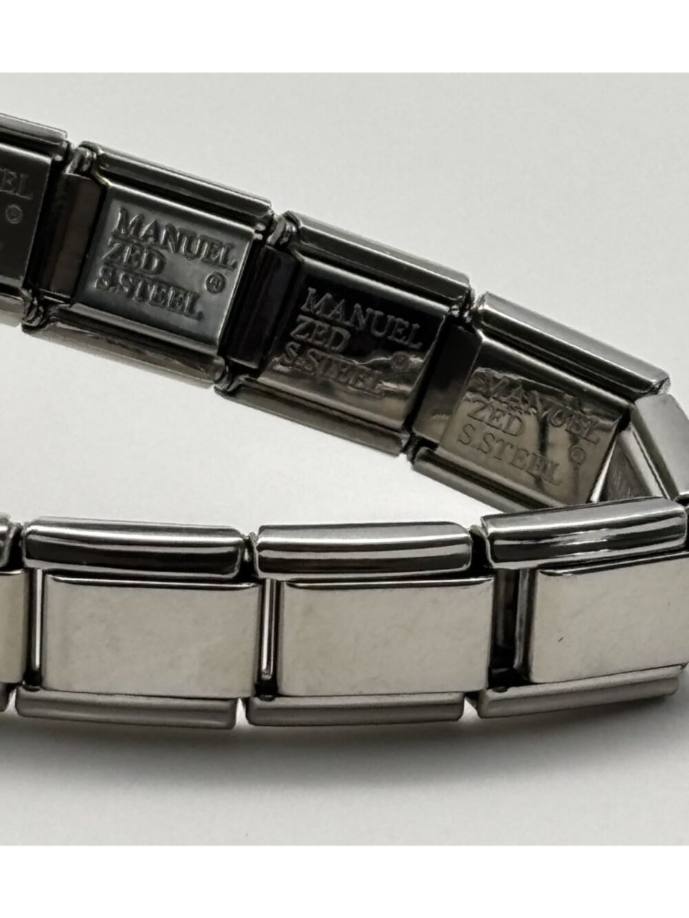 Vintage Manuel Zed Charm Bracelet Stainless Steel Expandable Links Puzzle Design - Picture 13 of 15